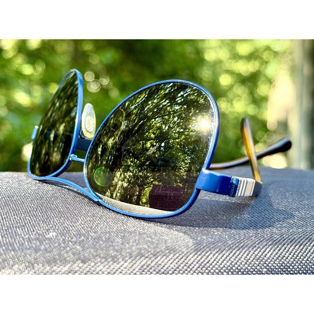 Burberry BE3080 Navy Blue Aviator Sunglasses Check Pattern Temples 59-14-135